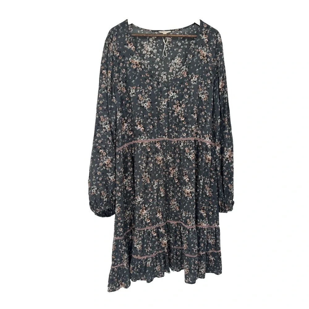 Oddi Boho Babydoll Tiered Cottage Prairie Oversized Dress 3X long sleeve country